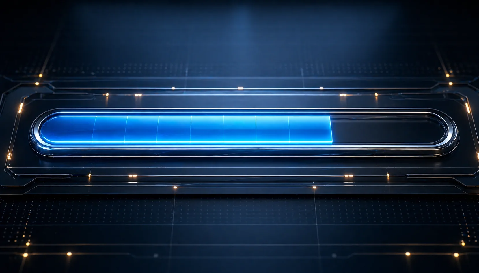 Futuristische 3D-Progressbar mit 75 Prozent Fortschritt
