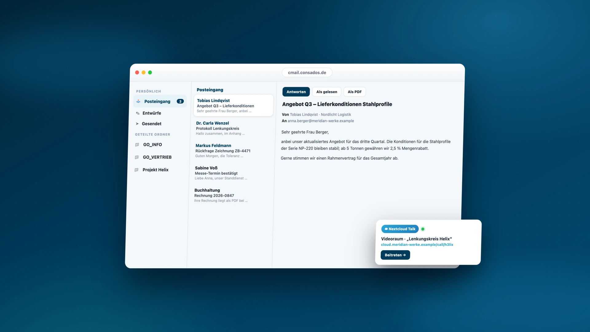Vorschau cMail Groupware